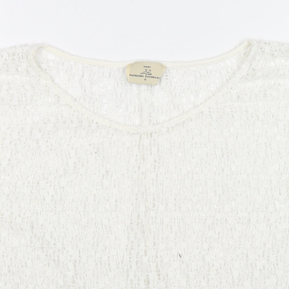 NEXT Womens White Polyester Basic Blouse Size 6 Round Neck