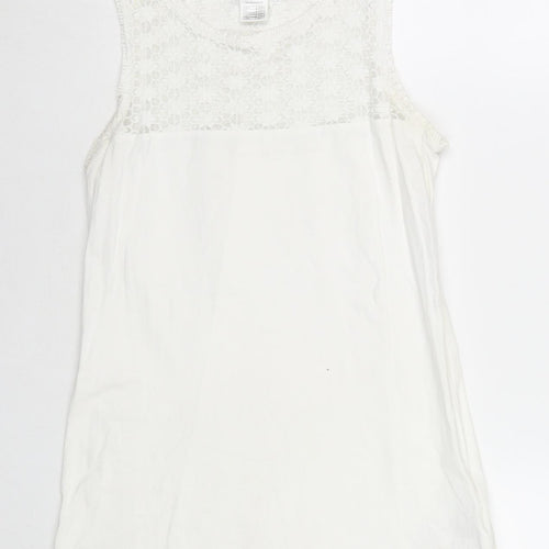 La Redoute Womens White Cotton Basic Tank Size 10 Round Neck - Size 10-12