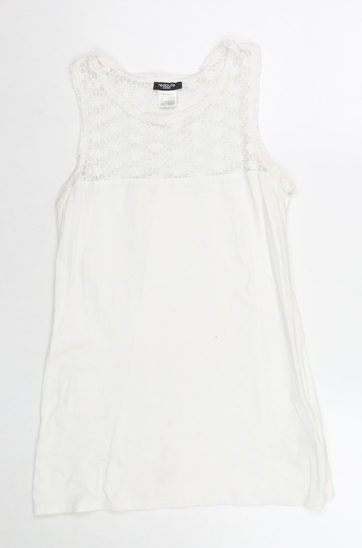 La Redoute Womens White Cotton Basic Tank Size 10 Round Neck - Size 10-12