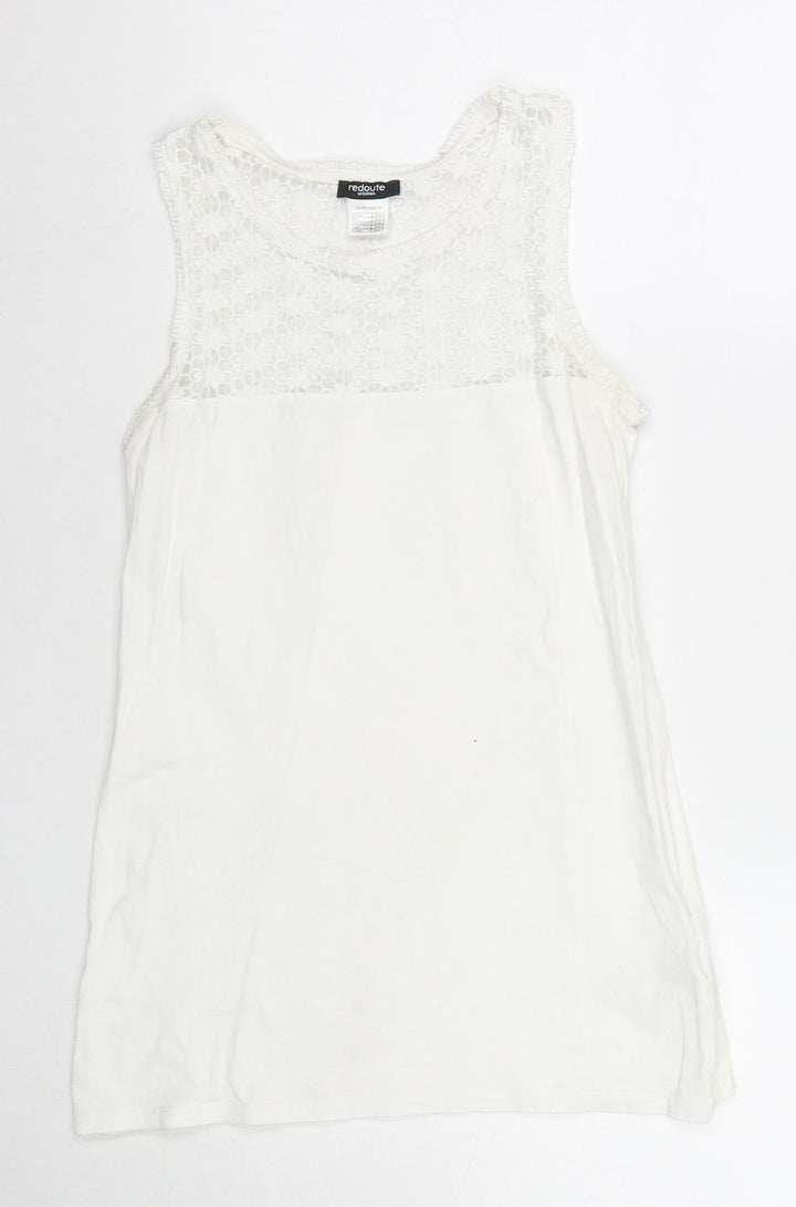 La Redoute Womens White Cotton Basic Tank Size 10 Round Neck - Size 10-12