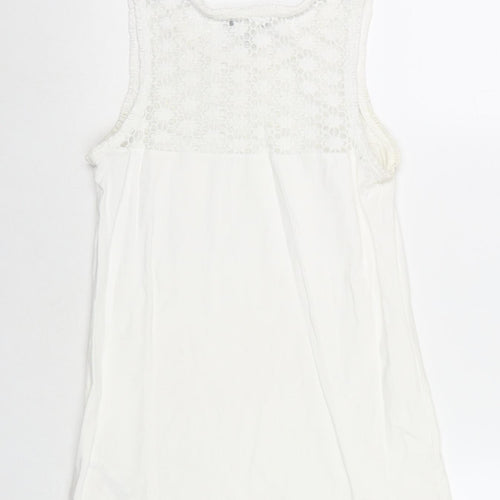 La Redoute Womens White Cotton Basic Tank Size 10 Round Neck - Size 10-12