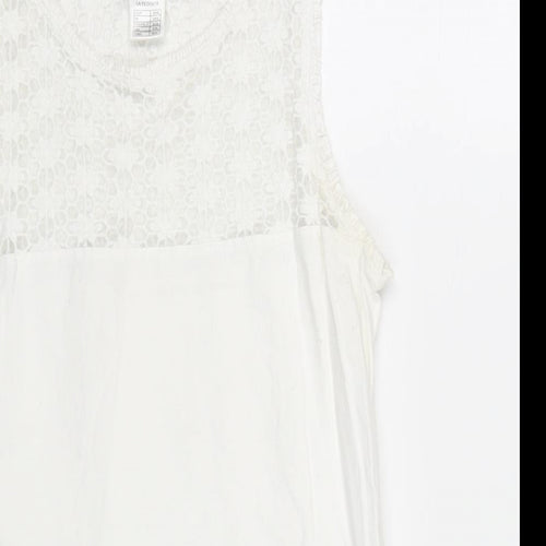 La Redoute Womens White Cotton Basic Tank Size 10 Round Neck - Size 10-12