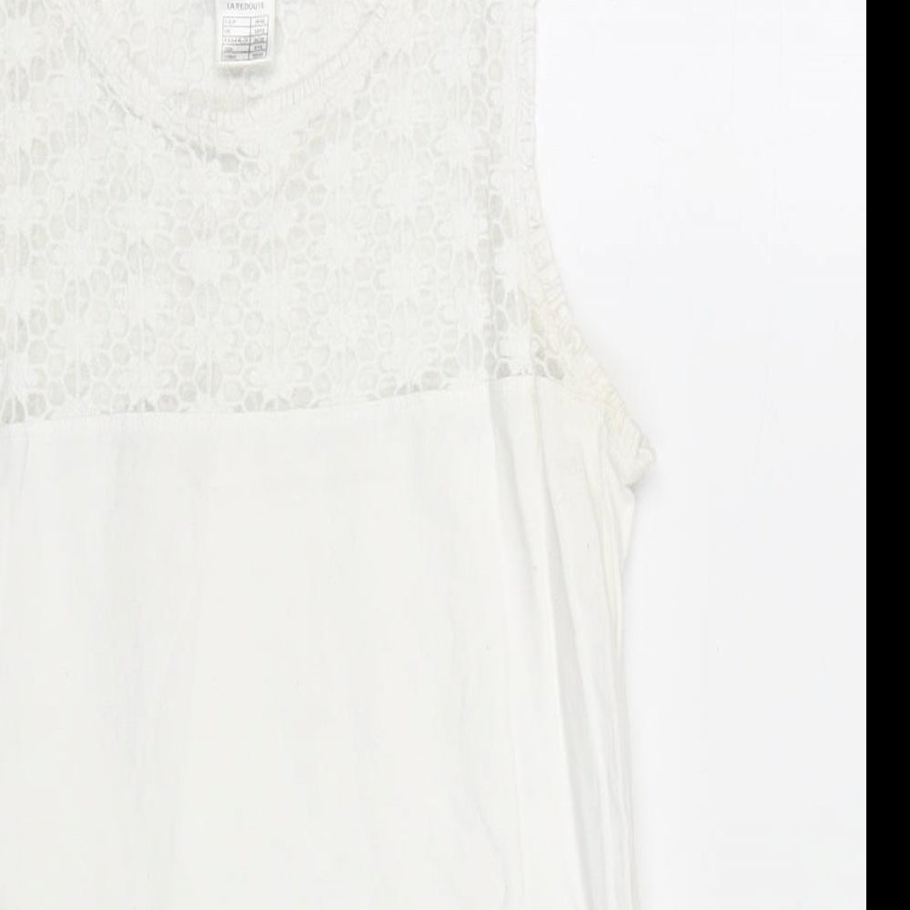 La Redoute Womens White Cotton Basic Tank Size 10 Round Neck - Size 10-12