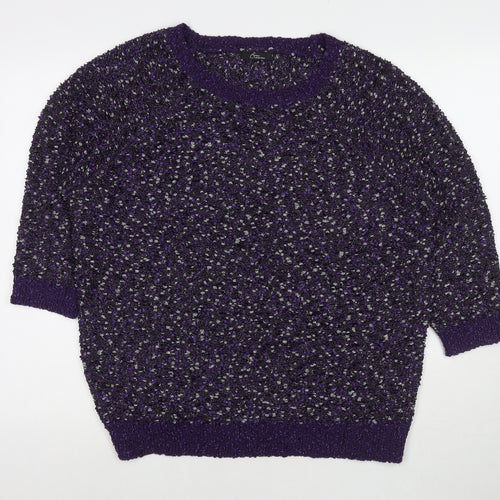 Bonmarché Womens Purple Round Neck Polyester Pullover Jumper Size L