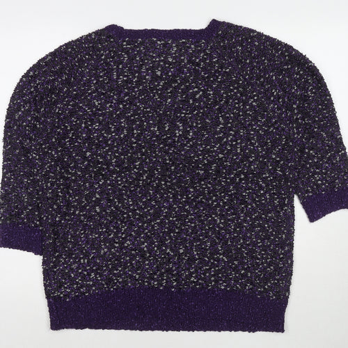 Bonmarché Womens Purple Round Neck Polyester Pullover Jumper Size L