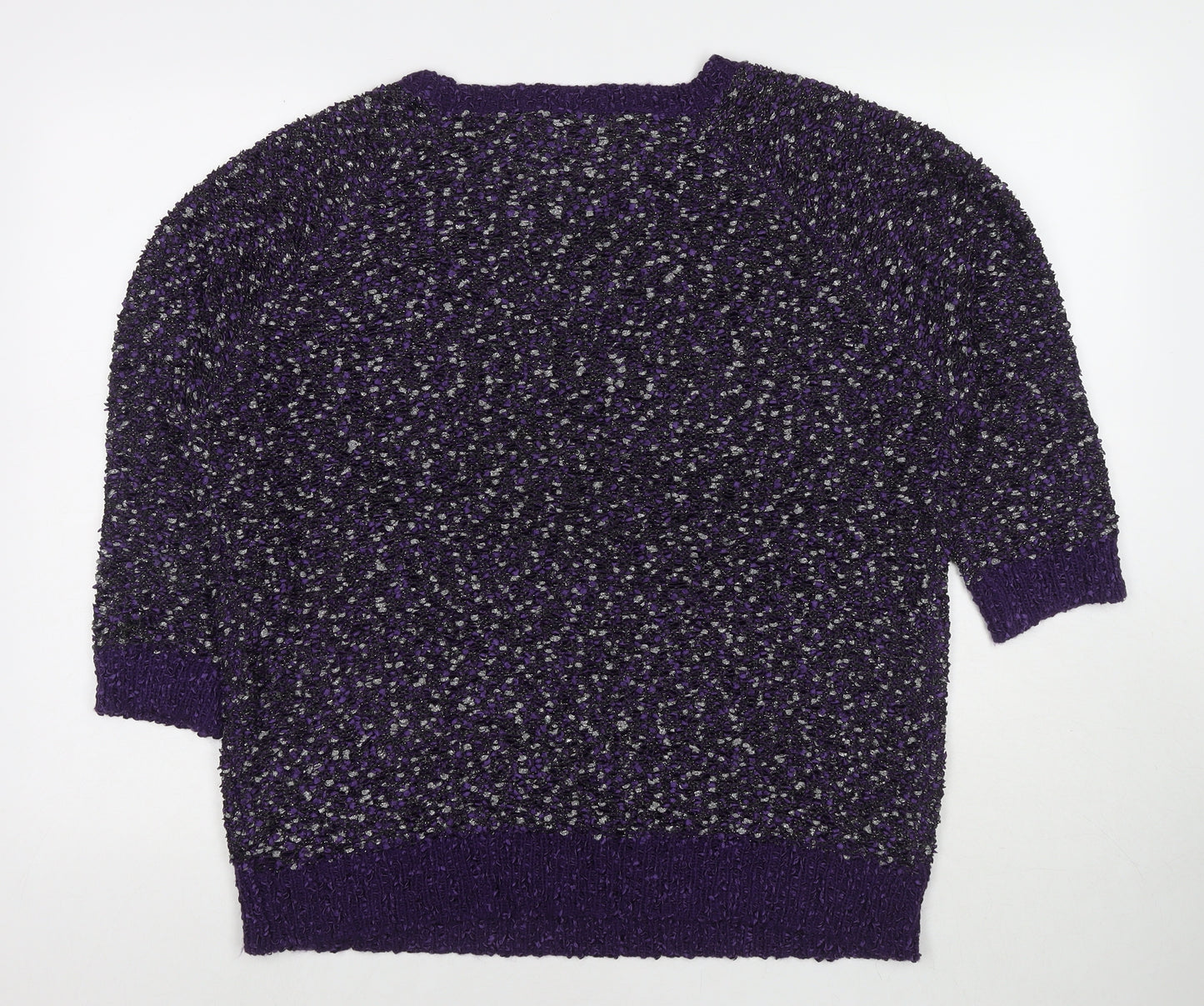 Bonmarché Womens Purple Round Neck Polyester Pullover Jumper Size L