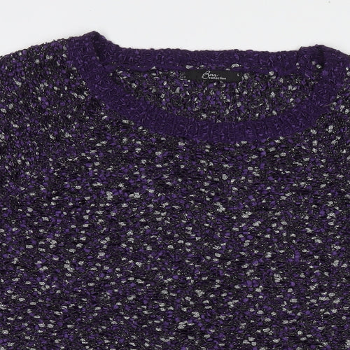 Bonmarché Womens Purple Round Neck Polyester Pullover Jumper Size L