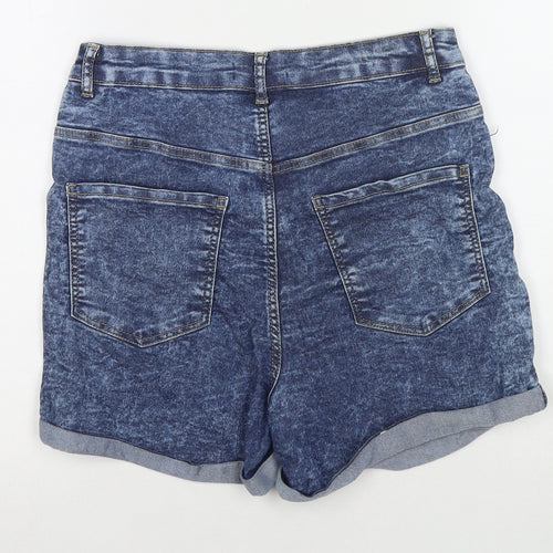 Sinsay Womens Blue Cotton Mom Shorts Size L L3 in Regular Zip