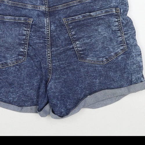 Sinsay Womens Blue Cotton Mom Shorts Size L L3 in Regular Zip