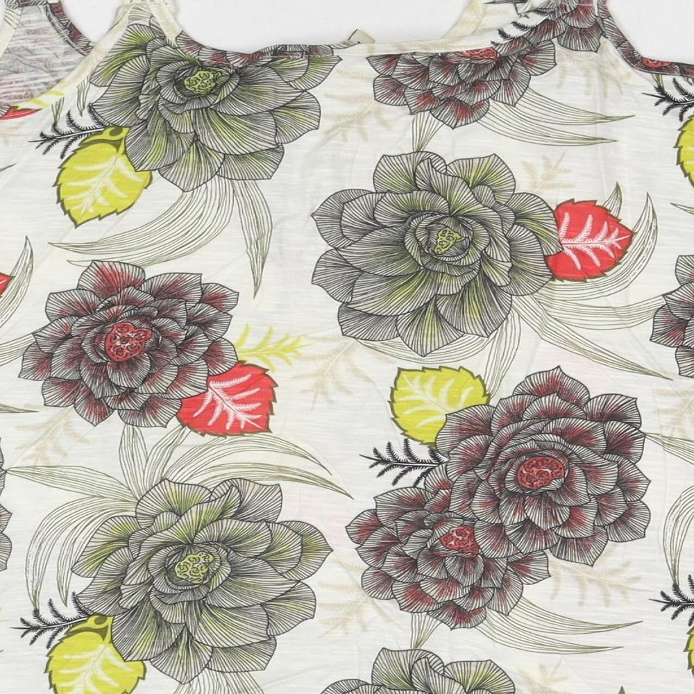 NEXT Womens Multicoloured Floral Cotton Basic Tank Size 14 Round Neck