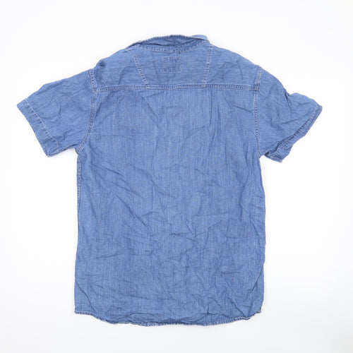 Cedar Wood State Mens Blue Cotton Button-Up Size M Collared Button