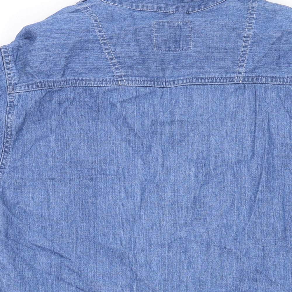 Cedar Wood State Mens Blue Cotton Button-Up Size M Collared Button