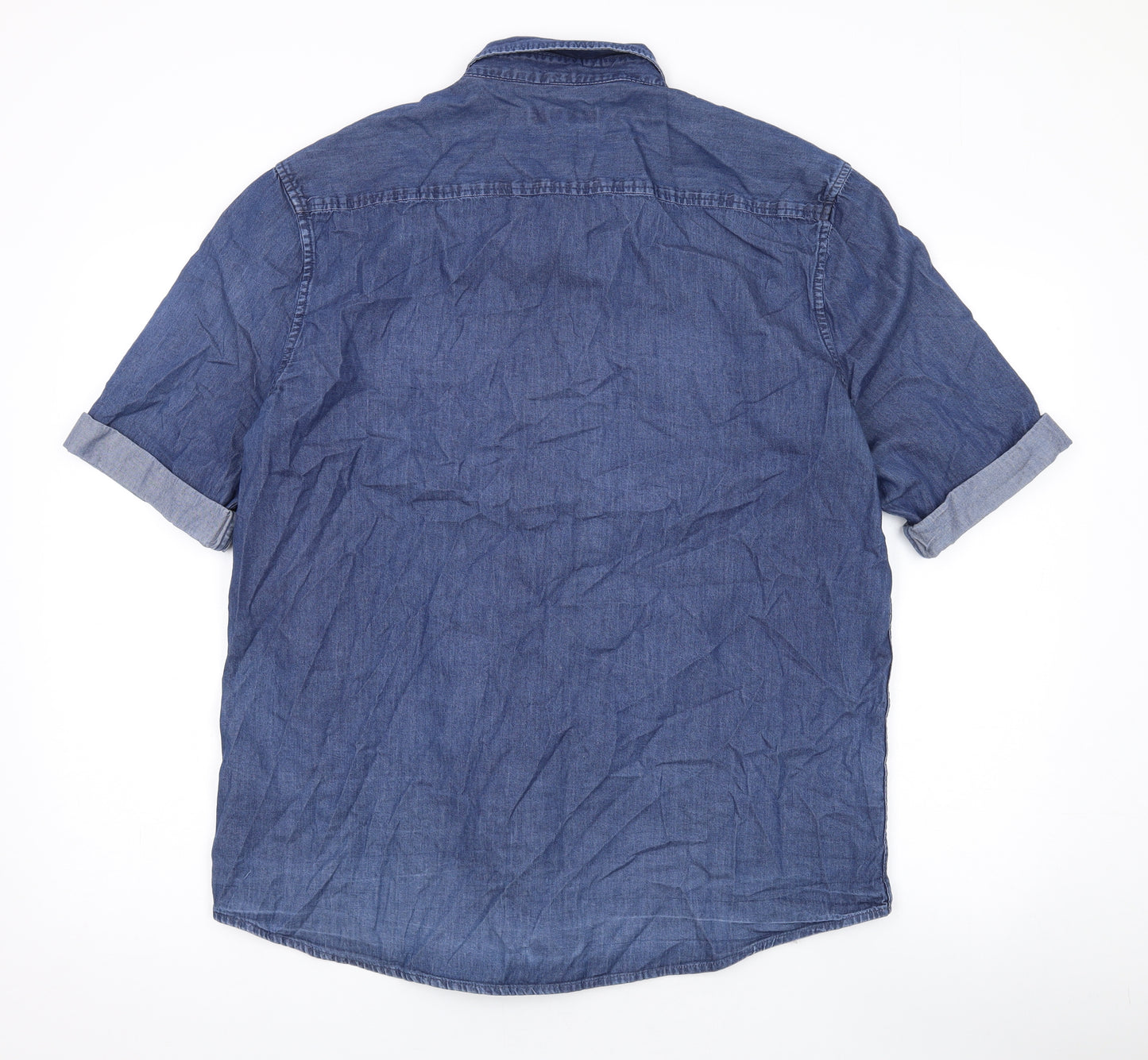 Cedar Wood State Mens Blue Cotton Button-Up Size XL Collared Button