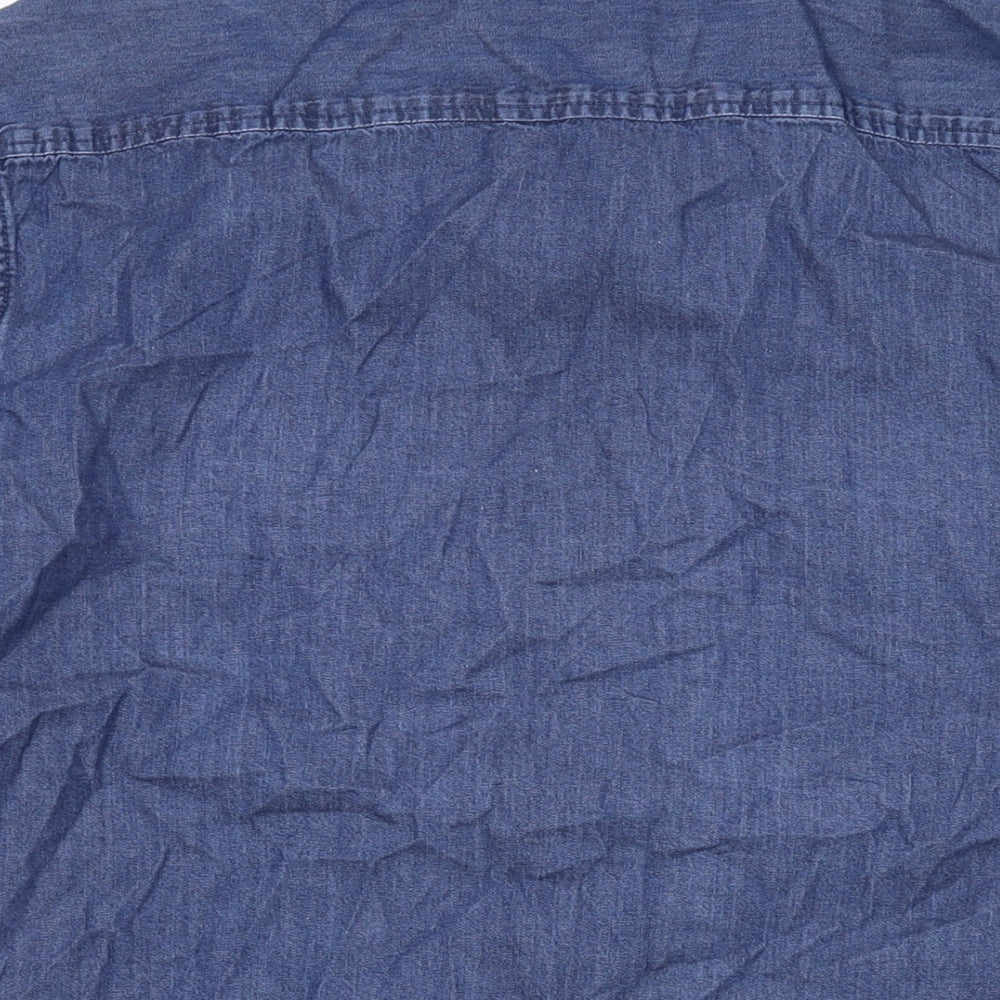 Cedar Wood State Mens Blue Cotton Button-Up Size XL Collared Button