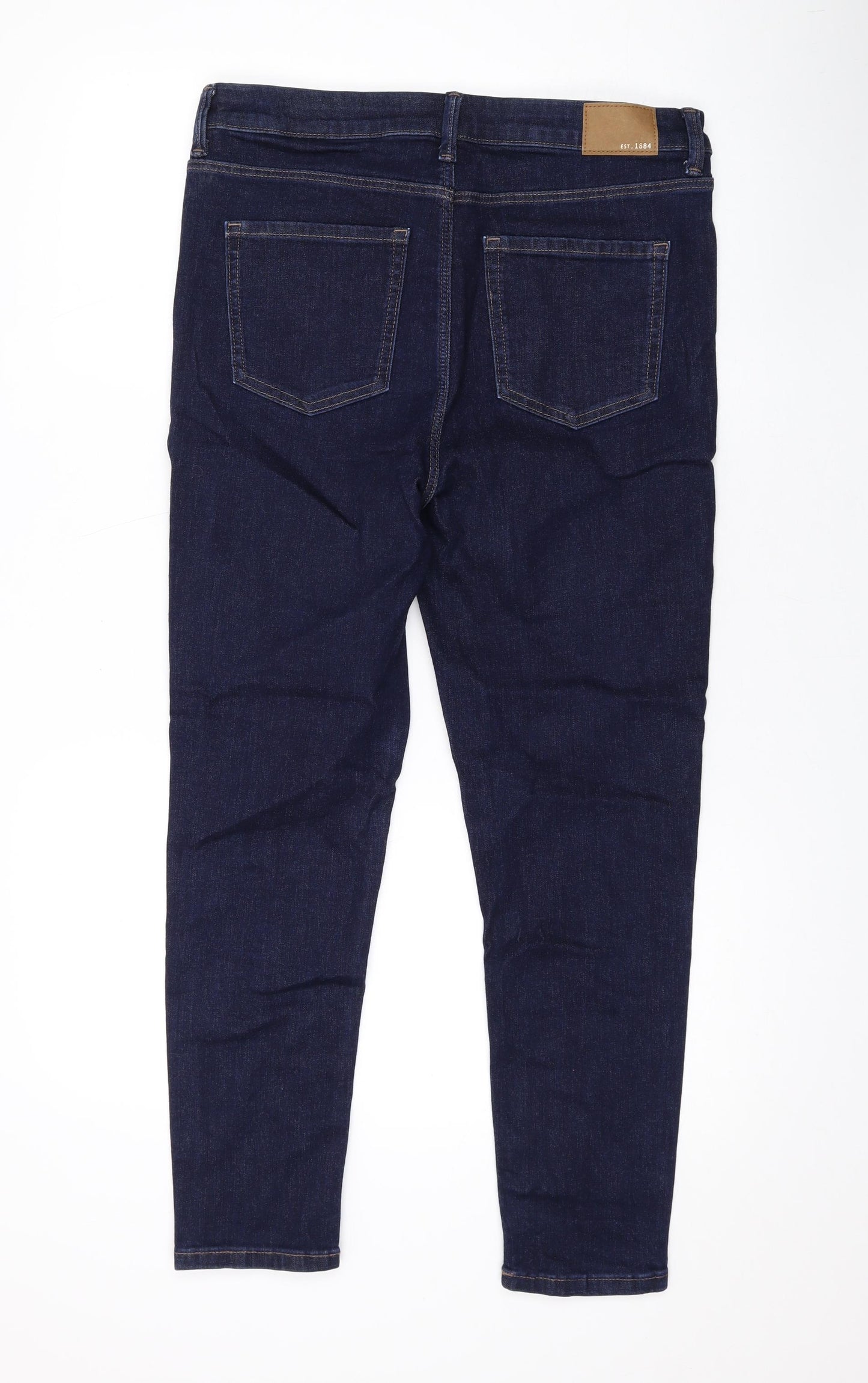 Marks and Spencer Womens Blue Cotton Skinny Jeans Size 14 L24 in Regular Zip
