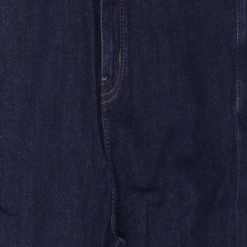 Marks and Spencer Womens Blue Cotton Skinny Jeans Size 14 L24 in Regular Zip