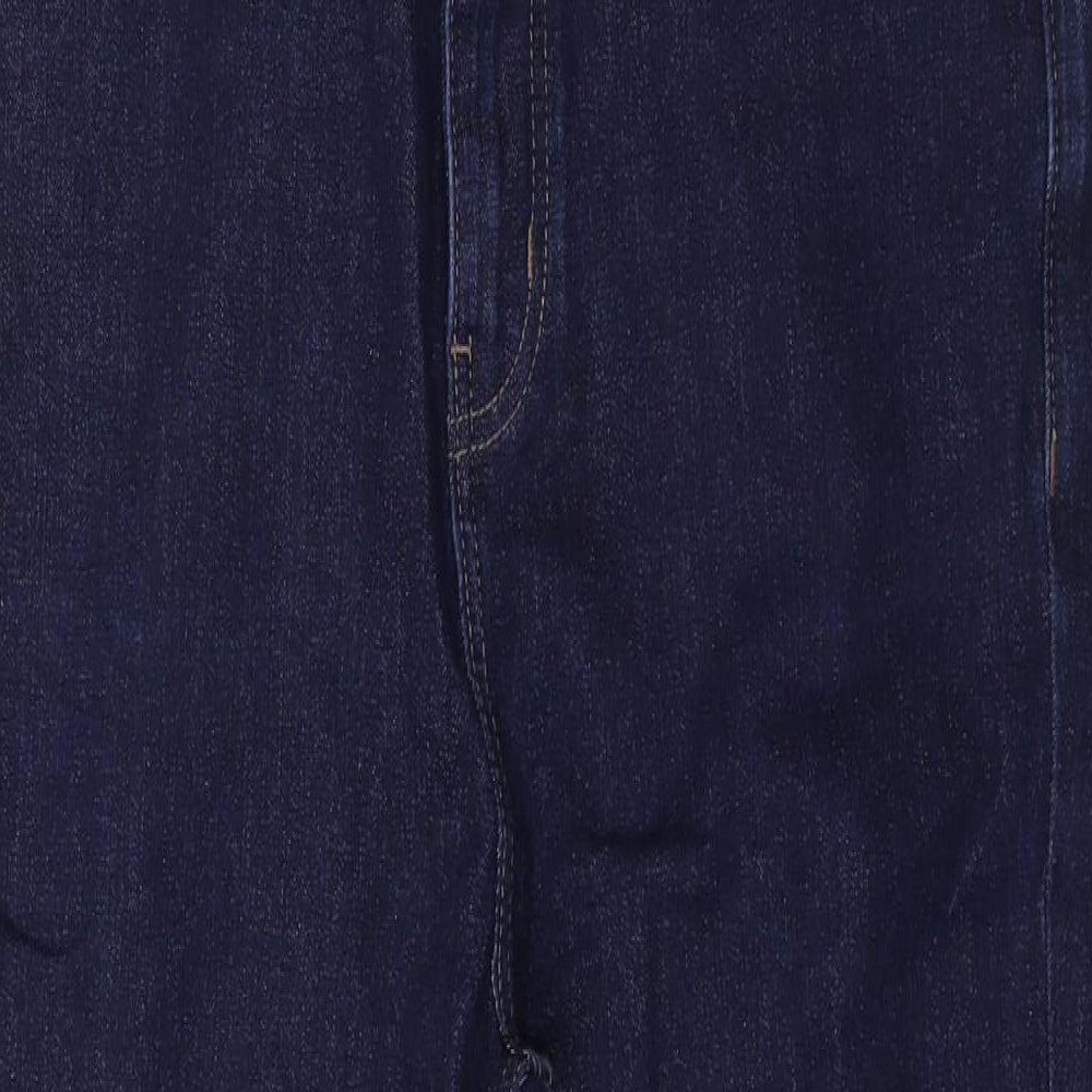 Marks and Spencer Womens Blue Cotton Skinny Jeans Size 14 L24 in Regular Zip