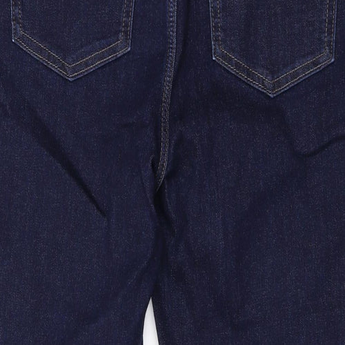Marks and Spencer Womens Blue Cotton Skinny Jeans Size 14 L24 in Regular Zip