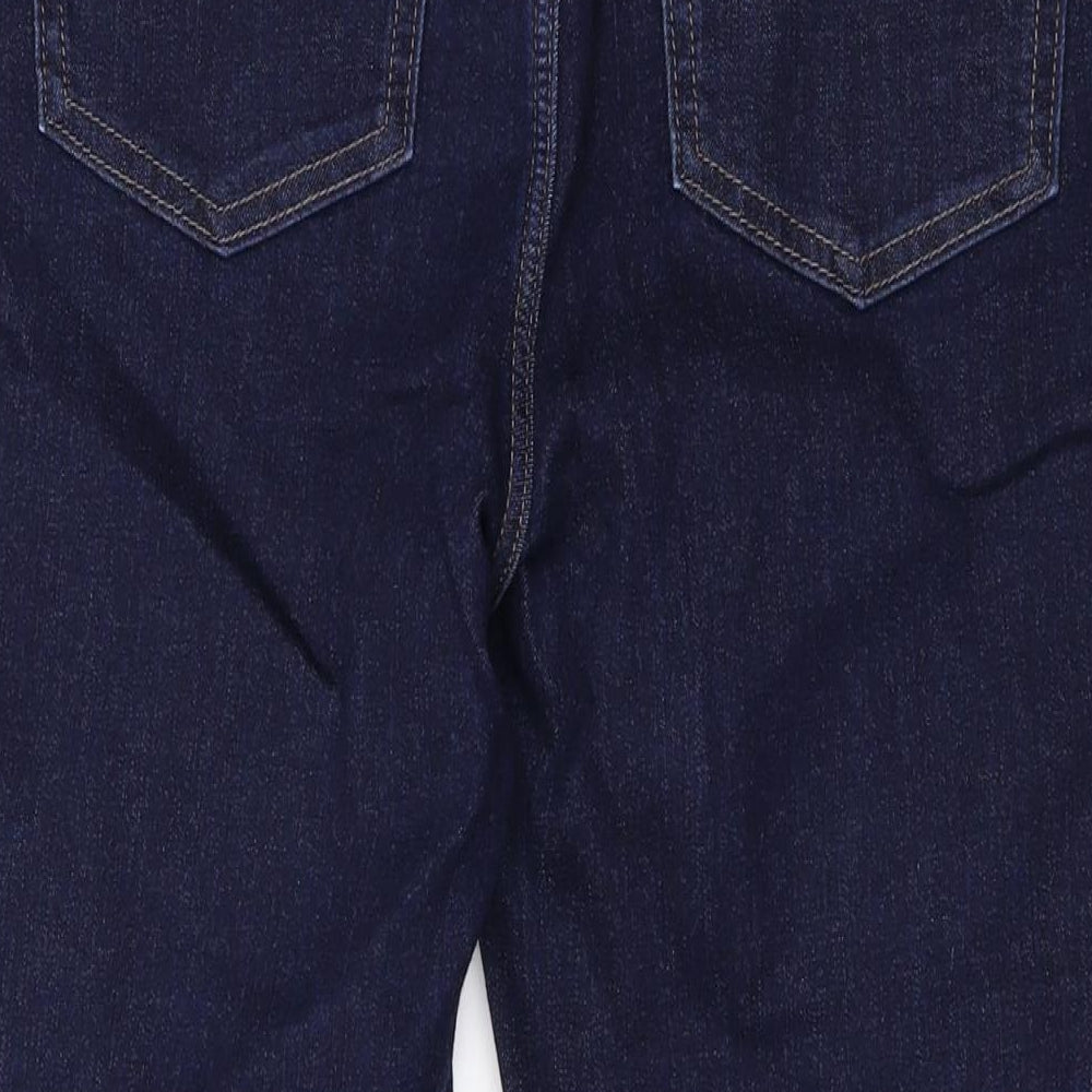 Marks and Spencer Womens Blue Cotton Skinny Jeans Size 14 L24 in Regular Zip
