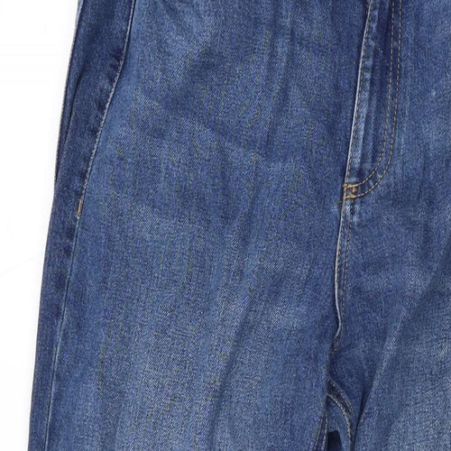 Marks and Spencer Womens Blue Cotton Wide-Leg Jeans Size 10 L32 in Regular Zip