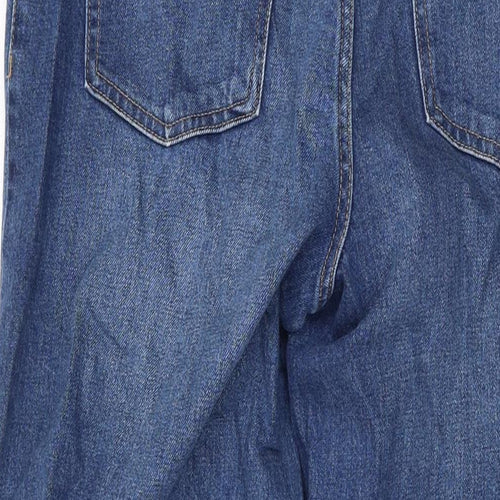 Marks and Spencer Womens Blue Cotton Wide-Leg Jeans Size 10 L32 in Regular Zip
