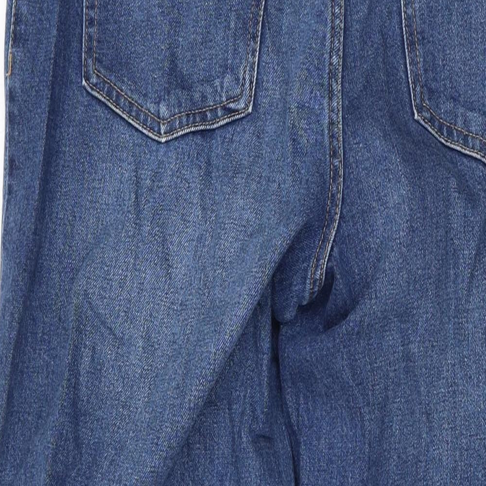 Marks and Spencer Womens Blue Cotton Wide-Leg Jeans Size 10 L32 in Regular Zip