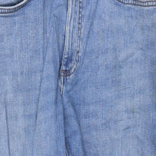 Marks and Spencer Womens Blue Cotton Straight Jeans Size 34 in L26 in Regular Zip