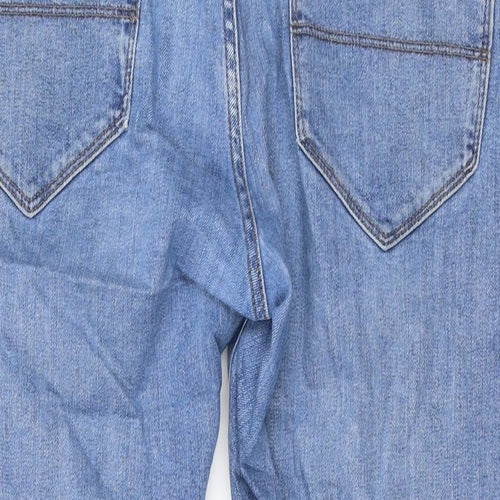 Marks and Spencer Womens Blue Cotton Straight Jeans Size 34 in L26 in Regular Zip
