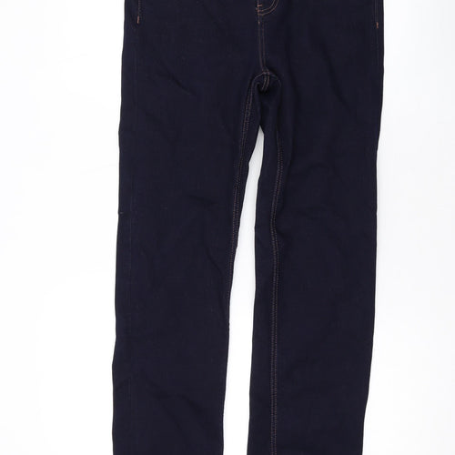 Marks and Spencer Womens Blue Cotton Straight Jeans Size 10 L28 in Regular Zip