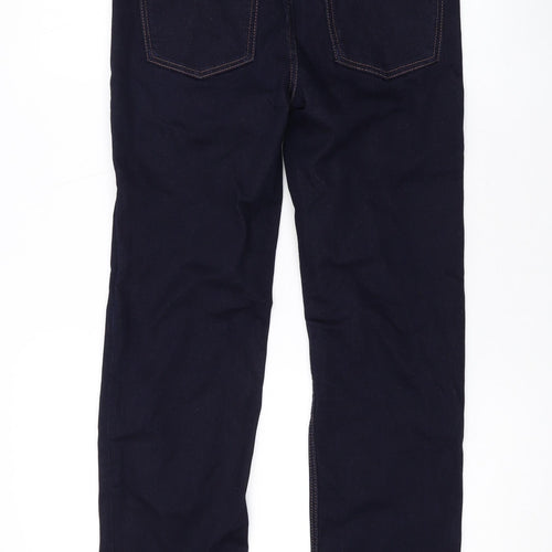 Marks and Spencer Womens Blue Cotton Straight Jeans Size 10 L28 in Regular Zip