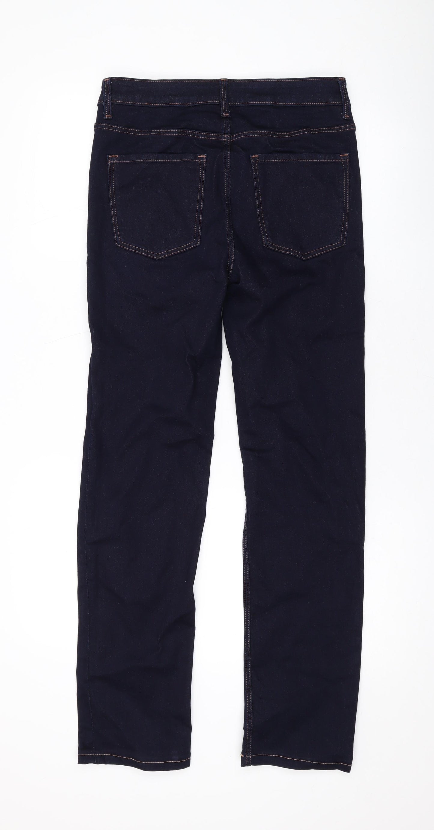 Marks and Spencer Womens Blue Cotton Straight Jeans Size 10 L28 in Regular Zip