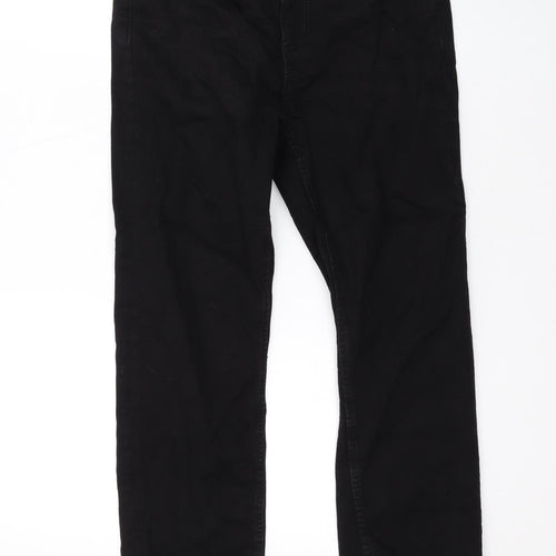 Marks and Spencer Womens Black Cotton Straight Jeans Size 12 L27 in Regular Zip
