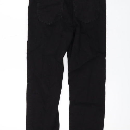 Marks and Spencer Womens Black Cotton Straight Jeans Size 12 L27 in Regular Zip