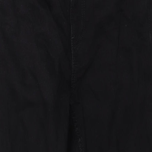 Marks and Spencer Womens Black Cotton Straight Jeans Size 12 L27 in Regular Zip