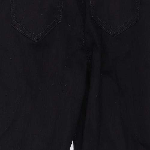 Marks and Spencer Womens Black Cotton Straight Jeans Size 12 L27 in Regular Zip
