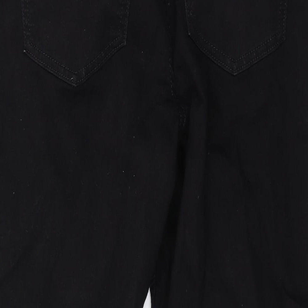 Marks and Spencer Womens Black Cotton Straight Jeans Size 12 L27 in Regular Zip