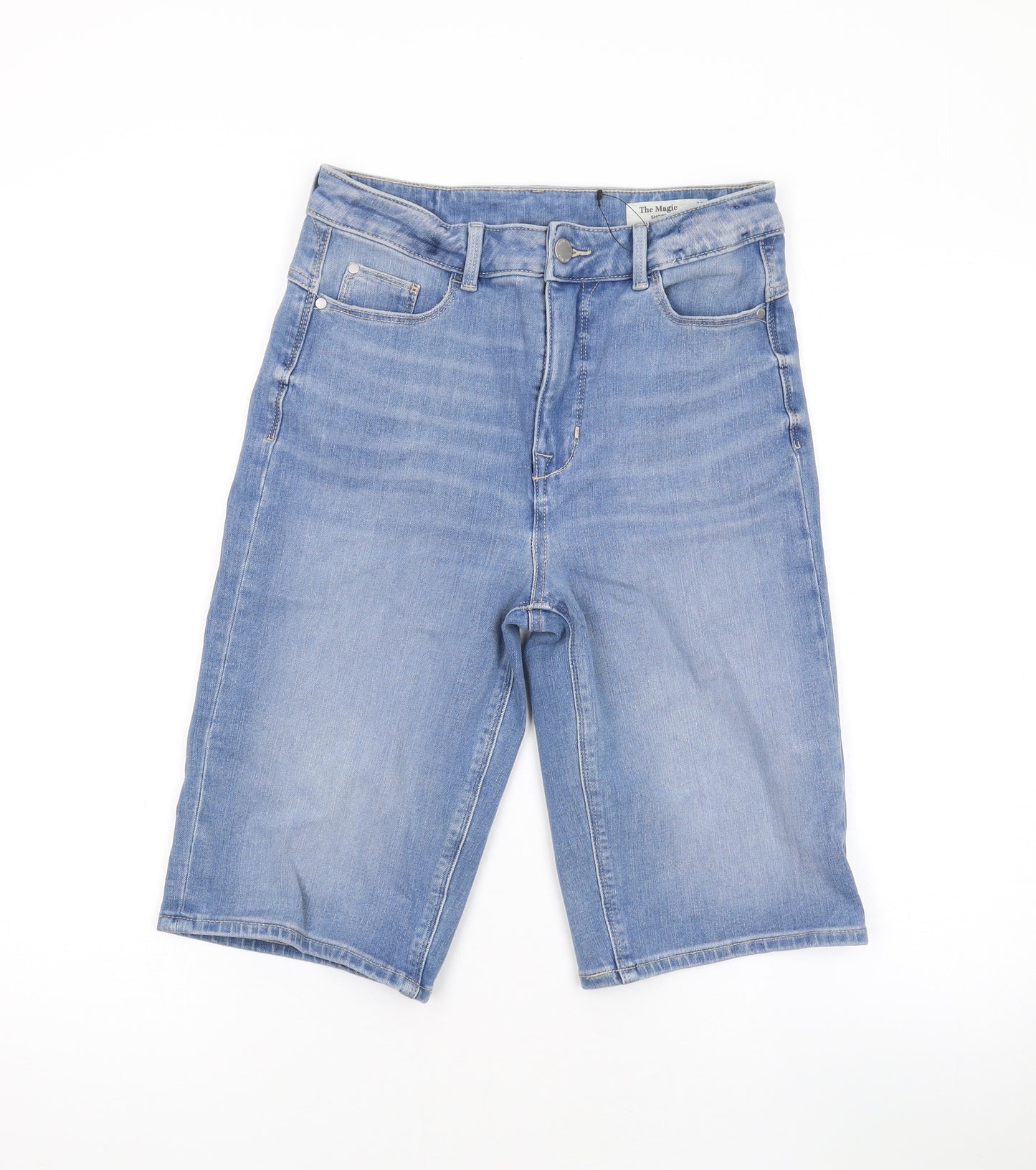 Marks and Spencer Womens Blue Cotton Basic Shorts Size 10 L11 in Regular Zip