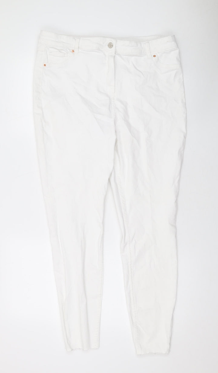 Papaya Womens White Cotton Skinny Jeans Size 18 L27 in Regular Zip
