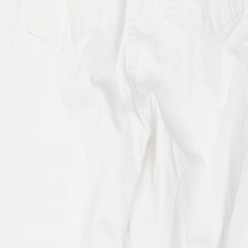 Papaya Womens White Cotton Skinny Jeans Size 18 L27 in Regular Zip