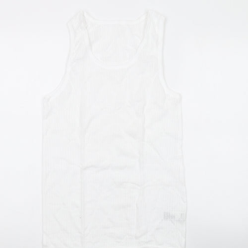 Marks and Spencer Mens White Cotton T-Shirt Size S Round Neck