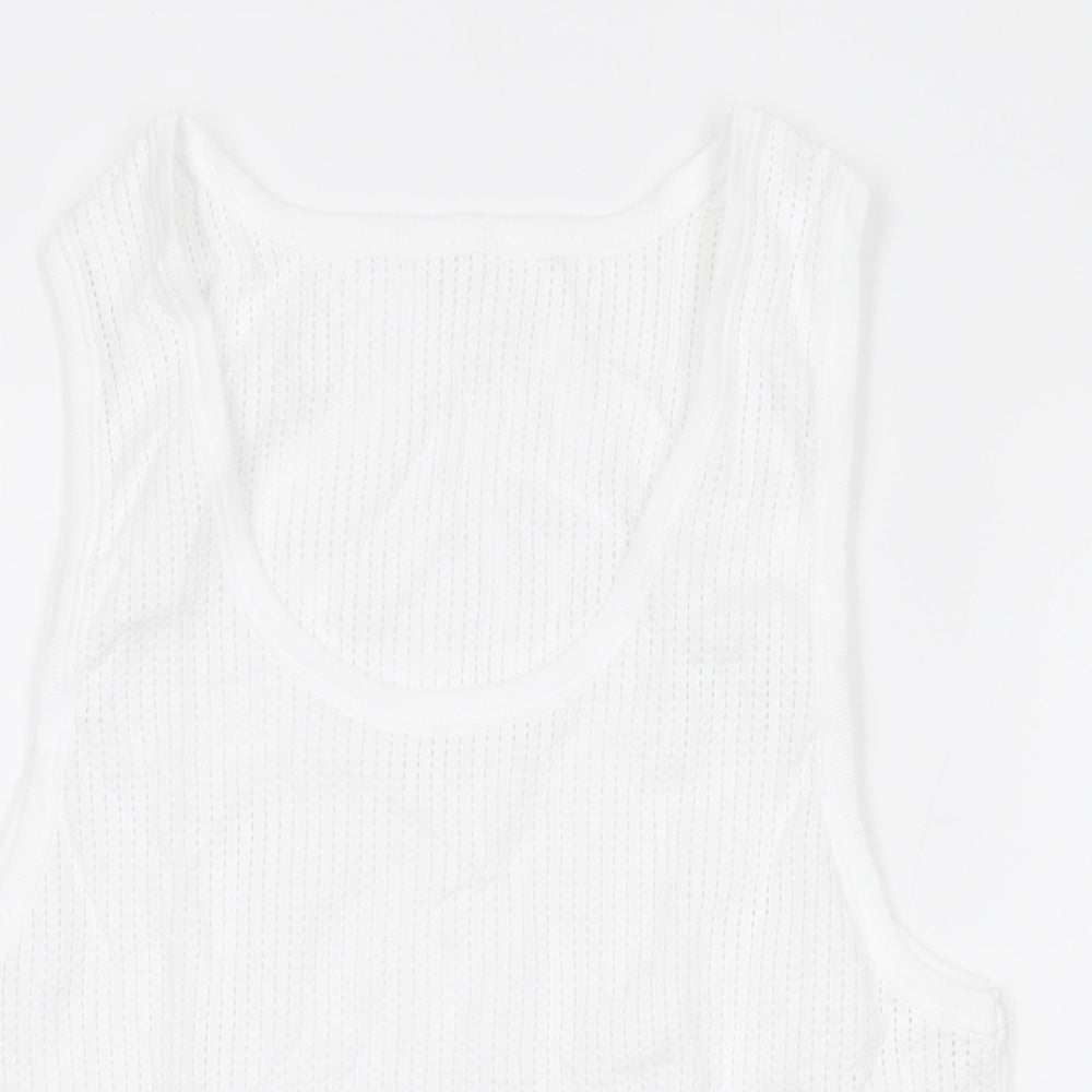 Marks and Spencer Mens White Cotton T-Shirt Size S Round Neck