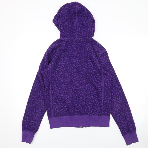 Nike Womens Purple Geometric Cotton Full Zip Hoodie Size S Zip
