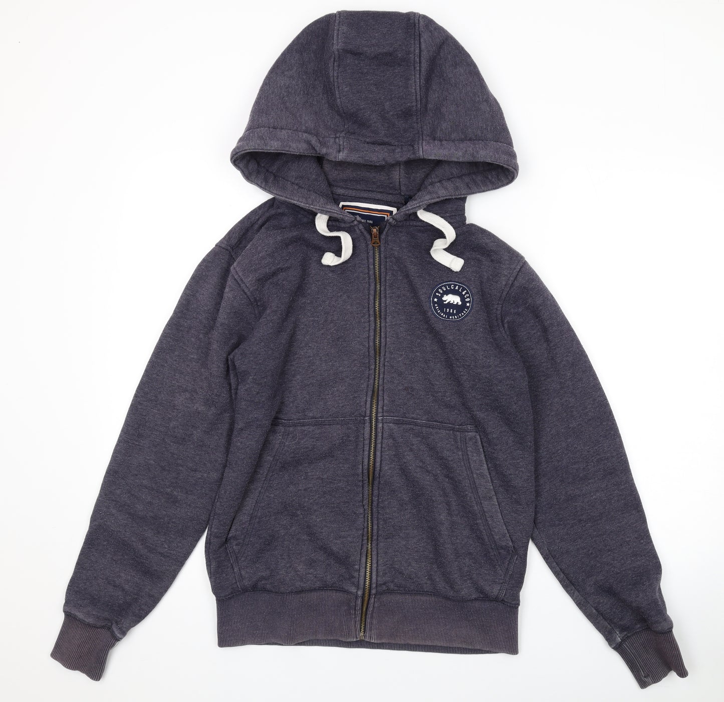 SoulCal&Co Mens Grey Cotton Full Zip Hoodie Size M