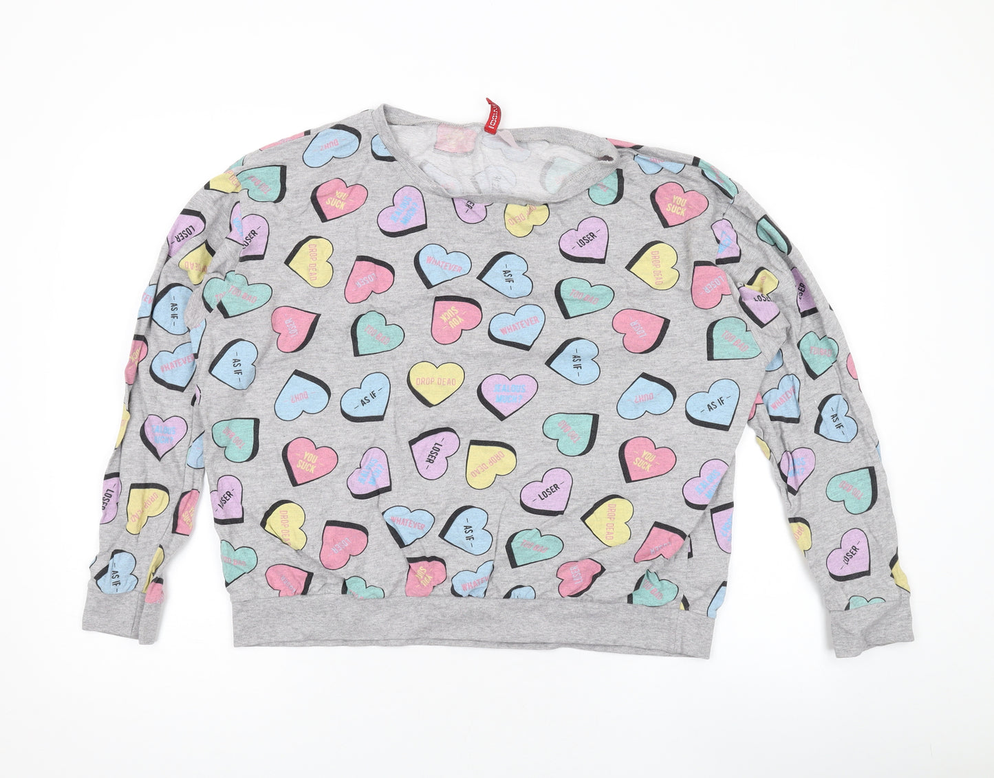 Divided by H&M Womens Grey Geometric Cotton Pullover Sweatshirt Size M Pullover - Love Hearts