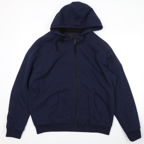 Dissident Mens Blue Polyester Full Zip Hoodie Size XL