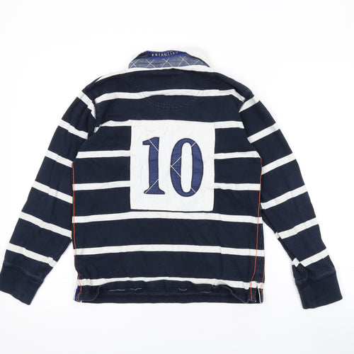 NEXT Boys Blue Striped Cotton Basic Button-Up Size 11 Years Collared Button