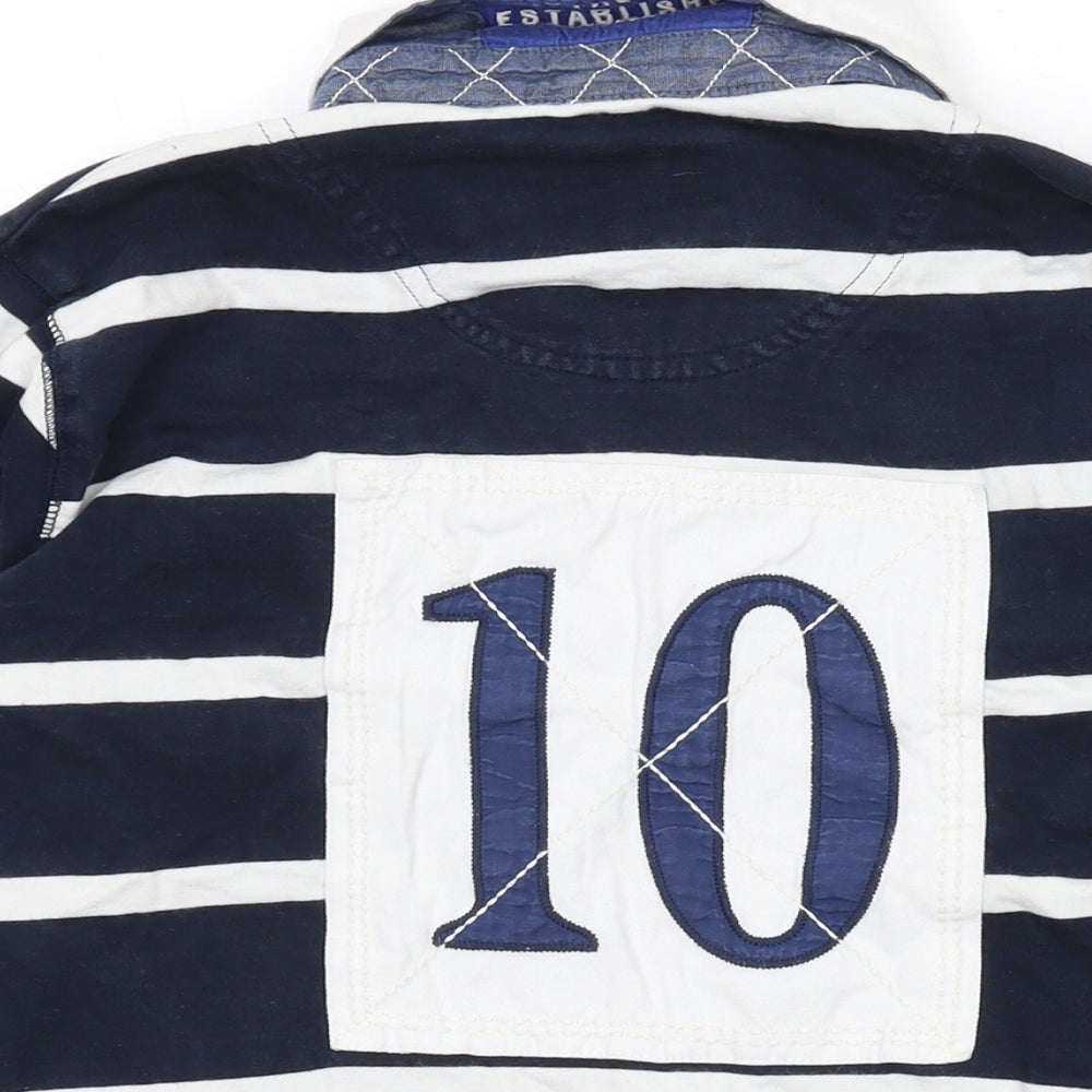 NEXT Boys Blue Striped Cotton Basic Button-Up Size 11 Years Collared Button