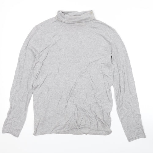 Marks and Spencer Womens Grey Roll Neck Cotton Pullover Jumper Size 12