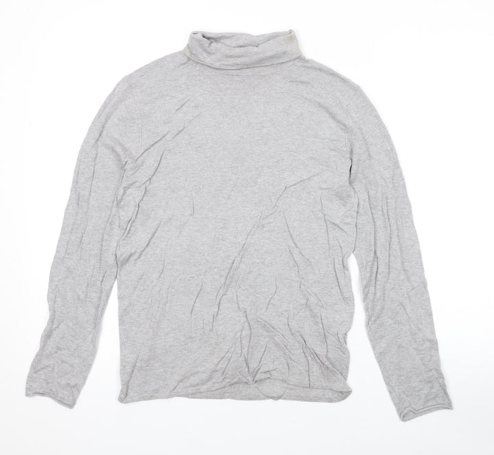 Marks and Spencer Womens Grey Roll Neck Cotton Pullover Jumper Size 12