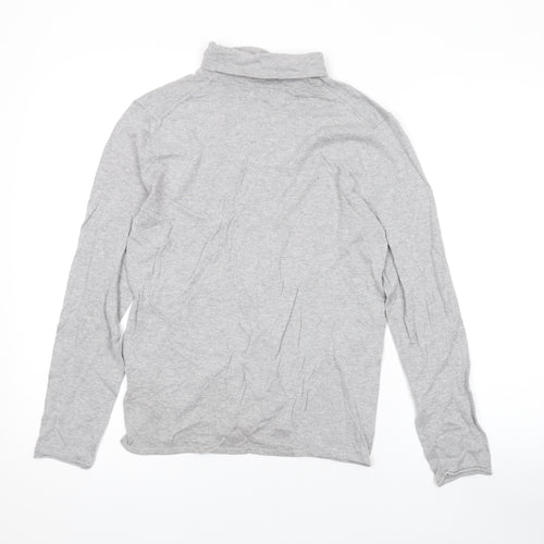 Marks and Spencer Womens Grey Roll Neck Cotton Pullover Jumper Size 12